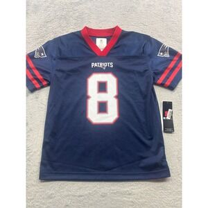 NFL Team Apparel New England Patriots Diggs 8 Youth Jersey Navy Blue Large 12/14
